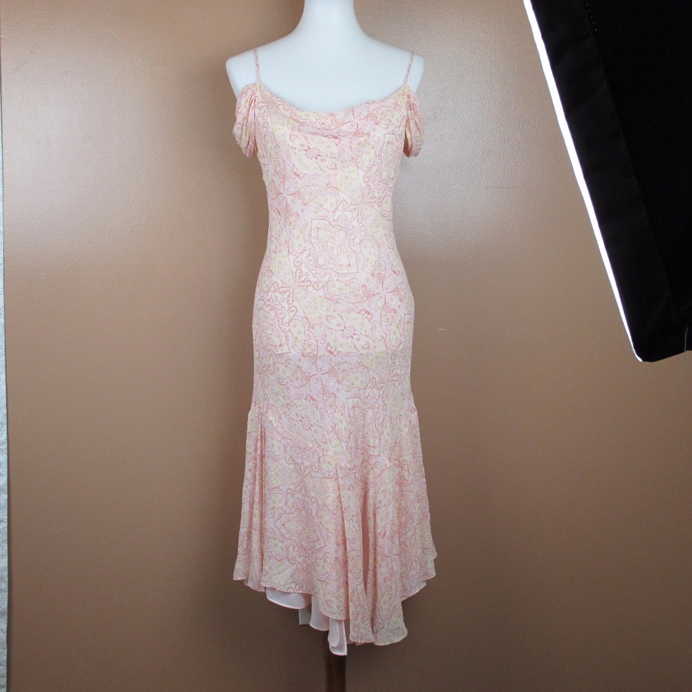 5/6 Peachy Pink Dress with Slits Off the Shoulder
